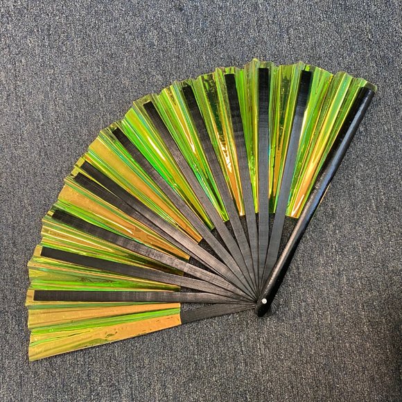 PRE-LOVED LASR - Acid Drip Iridescent Fluid Rave Fan- MISC013 - Picture 2 of 3